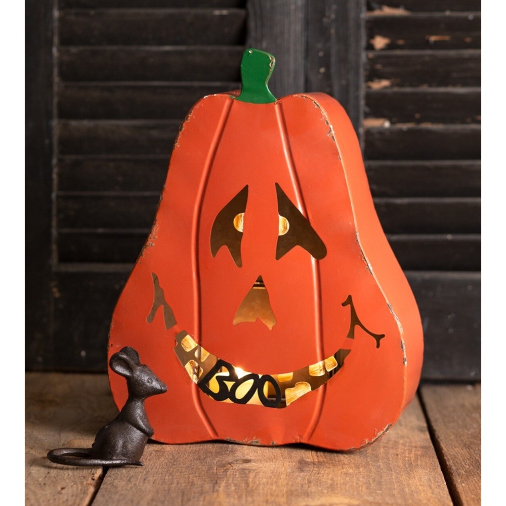 12"‎ inch Large Metal Jack-O-Lantern Fall Festive Candle Holder